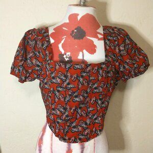 Puff Sleeve Butterfly Corset Shirt
